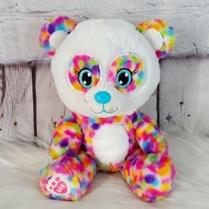 BUILD-A-BEAR Smallfry Confetti Rainbow Dots Vibrant Panda Bear BAB Plush Toy 8"